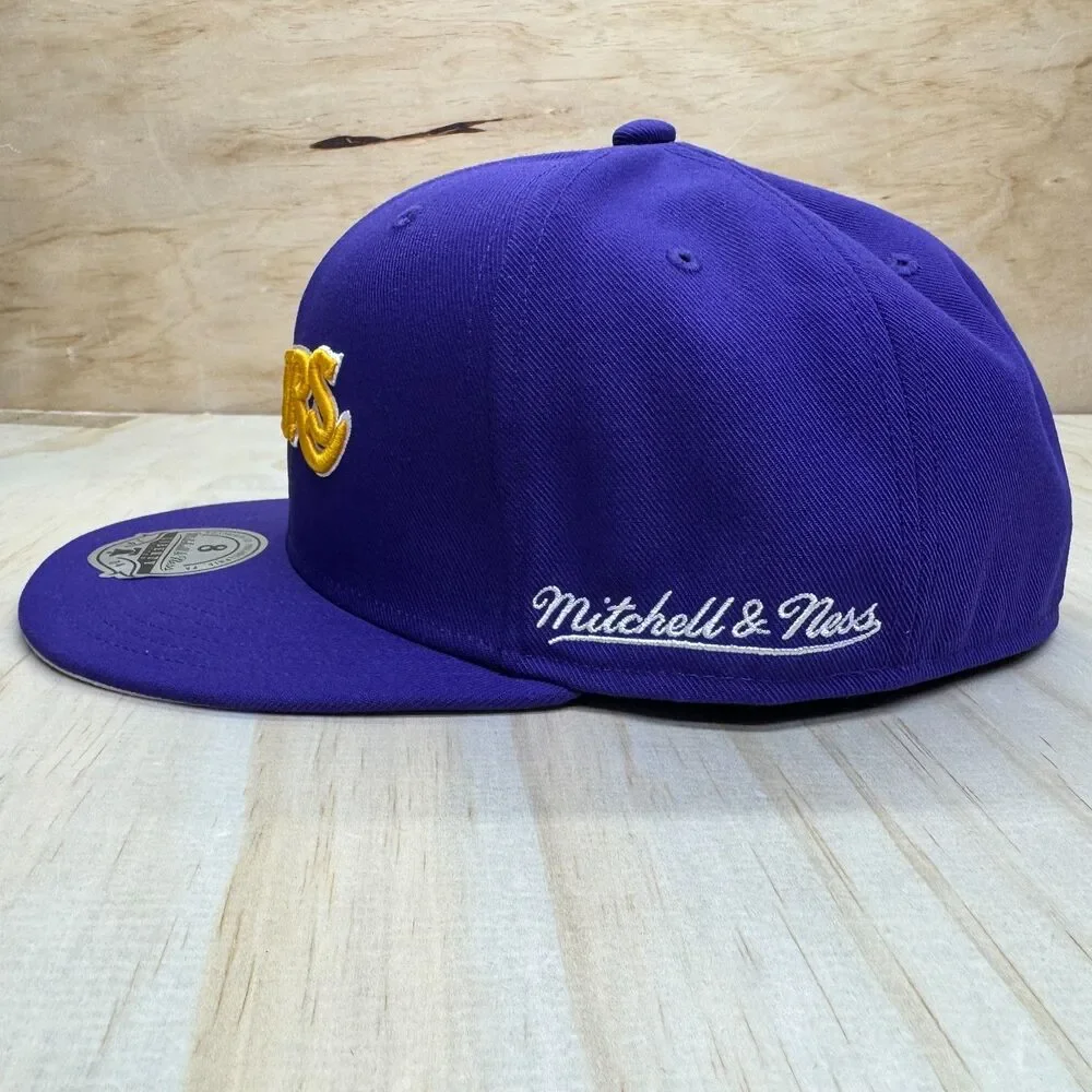 NEW Los Angeles Lakers Mitchell Ness HWC Basic Liberty Fitted Hat Cap Sz 8